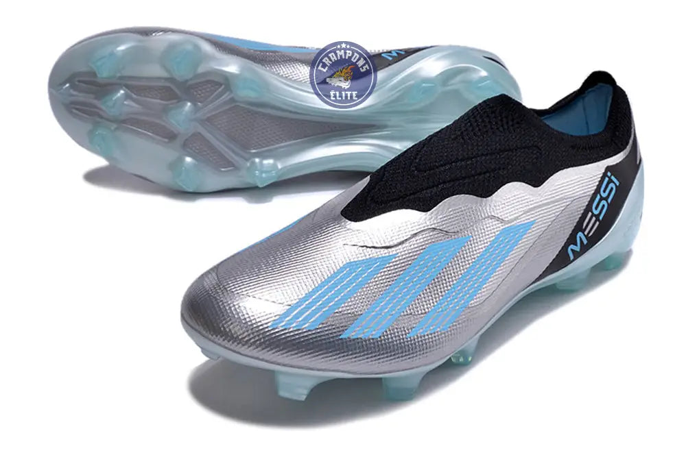 Image of X Crazyfast Elite Laceless FG x Messi Infinito - Argenté/Bliss Blue/Noir