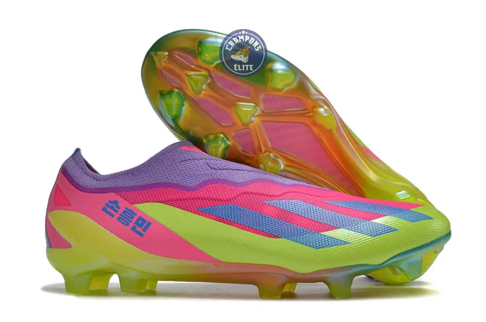 Image of X Crazyfast Elite Laceless FG x SON - ’South Korea Nightlife’ Rose/Jaune/Violet