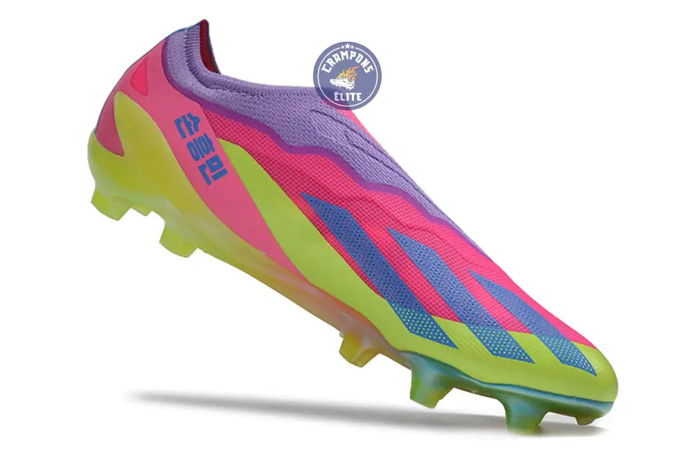 X Crazyfast Elite Laceless FG x SON - ’South Korea Nightlife’ Rose/Jaune/Violet