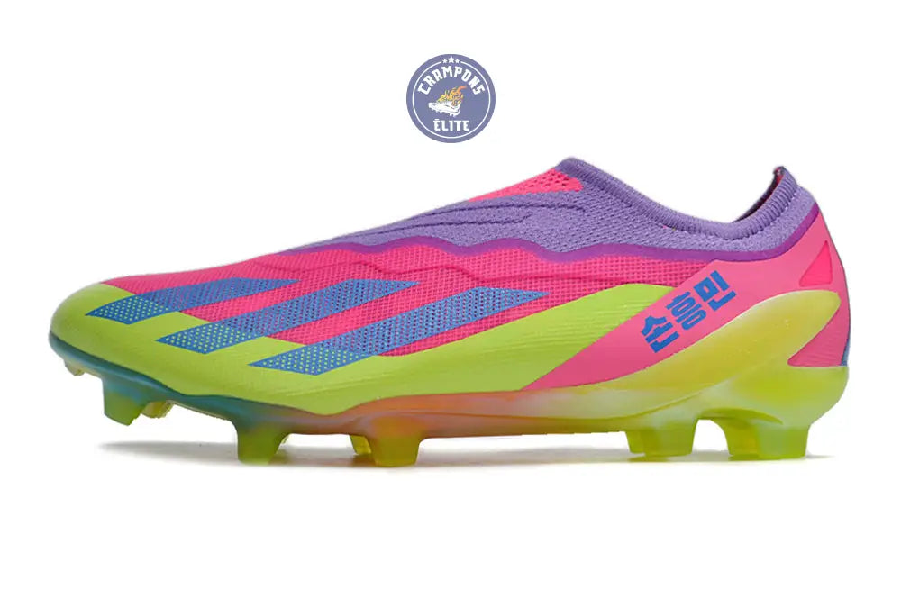 X Crazyfast Elite Laceless FG x SON - ’South Korea Nightlife’ Rose/Jaune/Violet