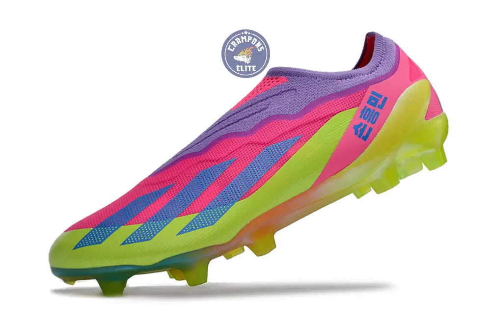 Image of X Crazyfast Elite Laceless FG x SON - ’South Korea Nightlife’ Rose/Jaune/Violet