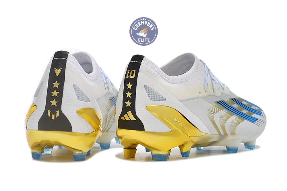 Image of X Crazyfast Messi.1 FG Las Estrellas - Blanc/Bleu/Doré ÉDITION LIMITÉE