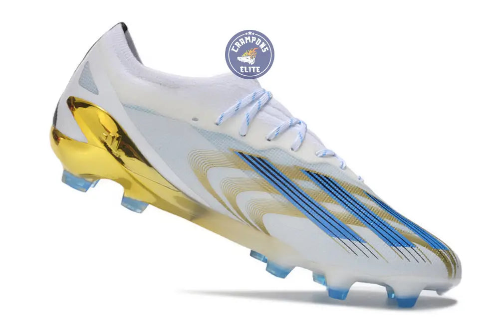 Image of X Crazyfast Messi.1 FG Las Estrellas - Blanc/Bleu/Doré ÉDITION LIMITÉE