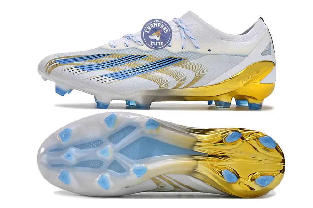 X Crazyfast Messi.1 FG Las Estrellas - Blanc/Bleu/Doré ÉDITION LIMITÉE